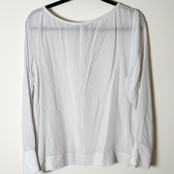 New Without Tags Everlane The Clean Silk Boatneck Blouse Top Grey White 10 - Picture 4 of 12